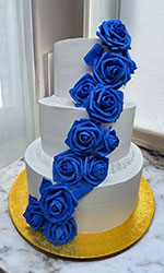White and Blue Wedding Cake