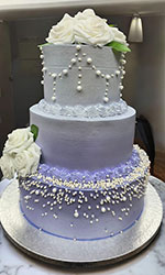 White and Purple Wedding Cake