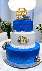 White and Blue Birthday Cake