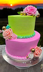 Green and Pink Two Layer Cake